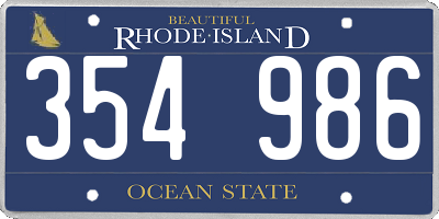 RI license plate 354986