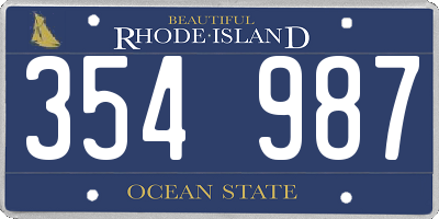 RI license plate 354987