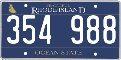 RI license plate 354988