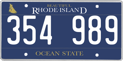 RI license plate 354989