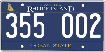 RI license plate 355002