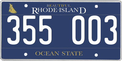 RI license plate 355003