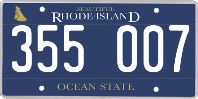 RI license plate 355007