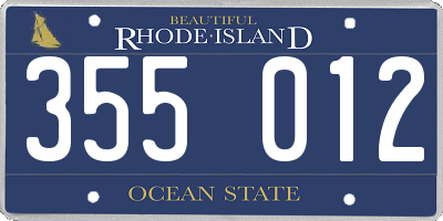 RI license plate 355012
