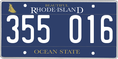 RI license plate 355016