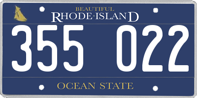 RI license plate 355022