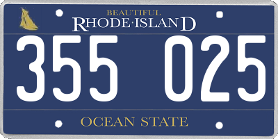 RI license plate 355025