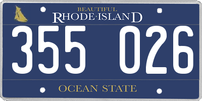 RI license plate 355026
