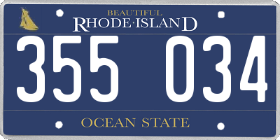 RI license plate 355034