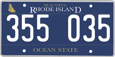 RI license plate 355035