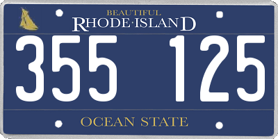 RI license plate 355125
