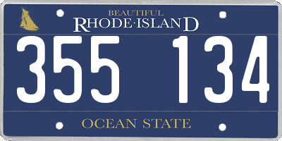 RI license plate 355134