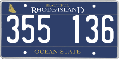 RI license plate 355136