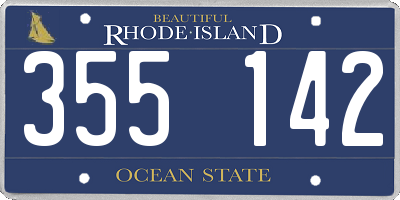 RI license plate 355142