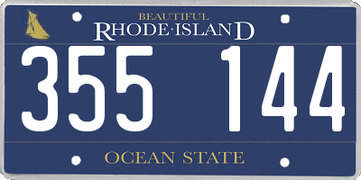 RI license plate 355144