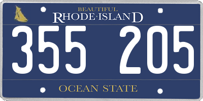 RI license plate 355205