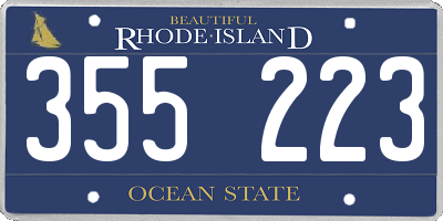 RI license plate 355223