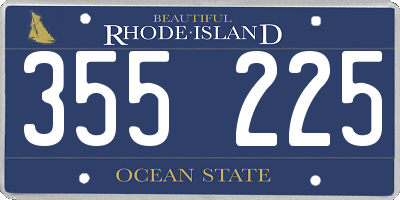 RI license plate 355225