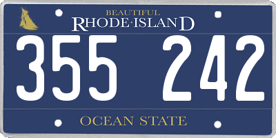RI license plate 355242