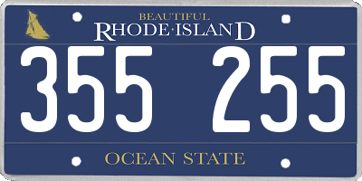 RI license plate 355255