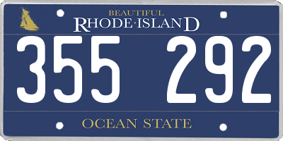 RI license plate 355292