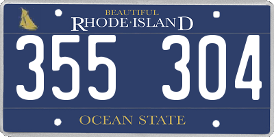 RI license plate 355304