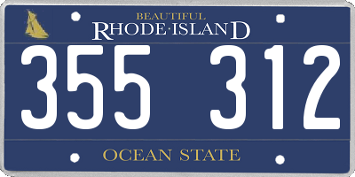RI license plate 355312