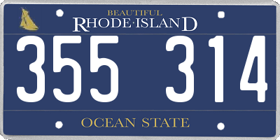 RI license plate 355314