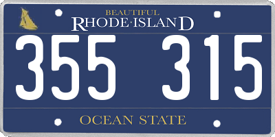 RI license plate 355315