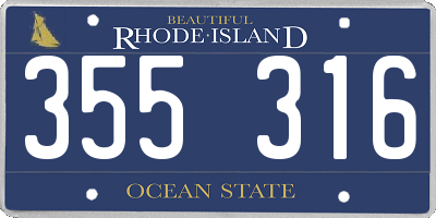RI license plate 355316