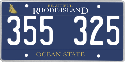 RI license plate 355325