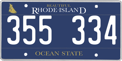 RI license plate 355334