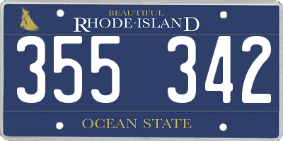 RI license plate 355342