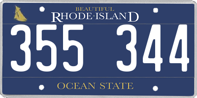 RI license plate 355344