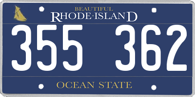 RI license plate 355362