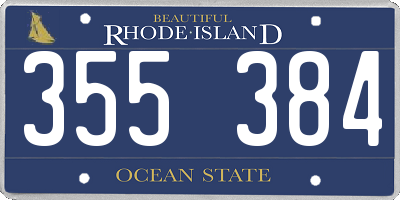 RI license plate 355384