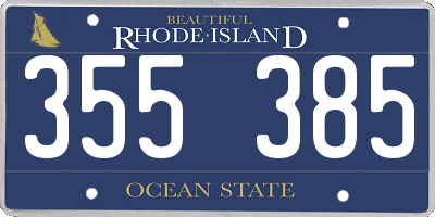 RI license plate 355385
