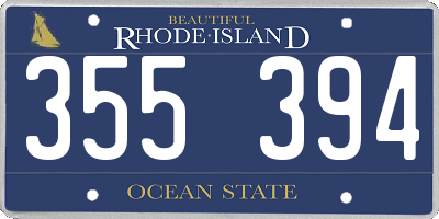 RI license plate 355394