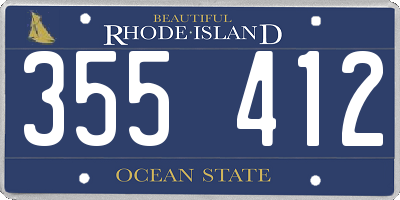 RI license plate 355412