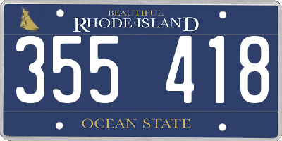 RI license plate 355418