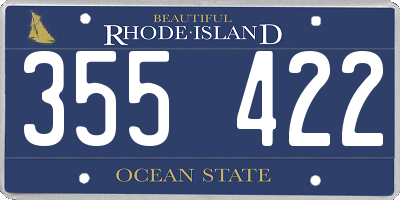 RI license plate 355422