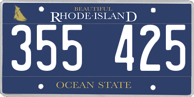 RI license plate 355425