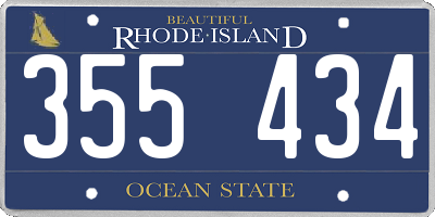 RI license plate 355434
