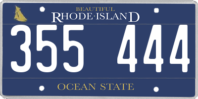 RI license plate 355444