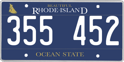 RI license plate 355452