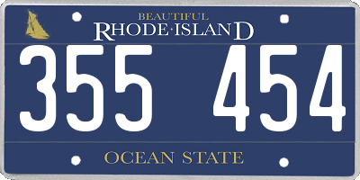 RI license plate 355454