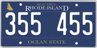 RI license plate 355455