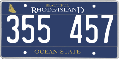 RI license plate 355457