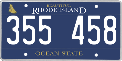 RI license plate 355458