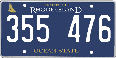 RI license plate 355476